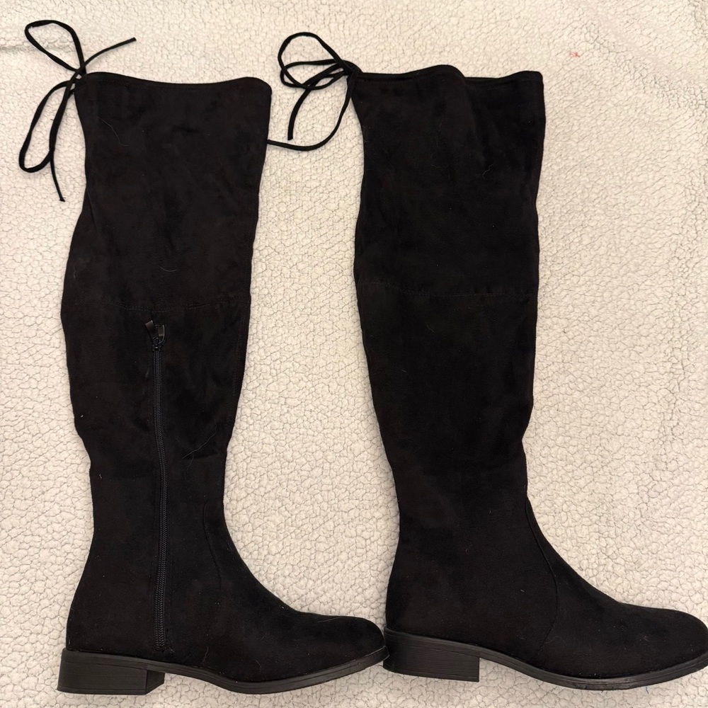 Journee Collection Black Over-the-Knee Suede Boots